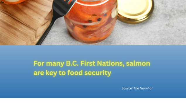 image of canned salmon in a jar with title below For many B.C. First Nations, salmon are key to food security