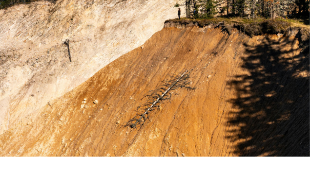 picture of landslide with Living oceans logo below