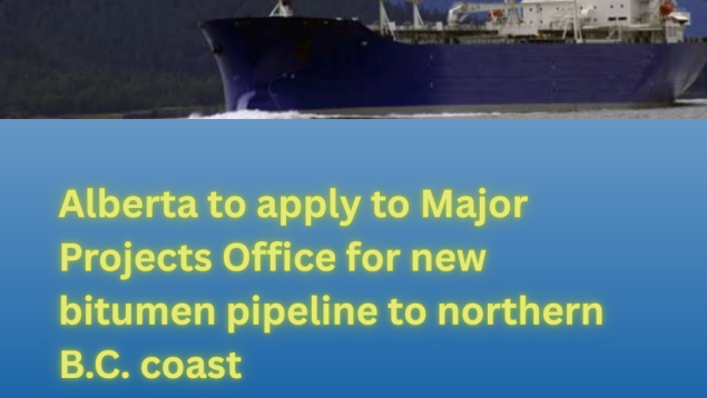 image showing tanker title Alberta to apply to Major Projects Office for new bitumen pipeline to northern B.C. coast