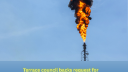 picture of industry flaring with title underneath Terrace council backs request for assessment of LNG industry health impacts