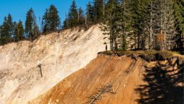 picture of landslide with Living oceans logo below